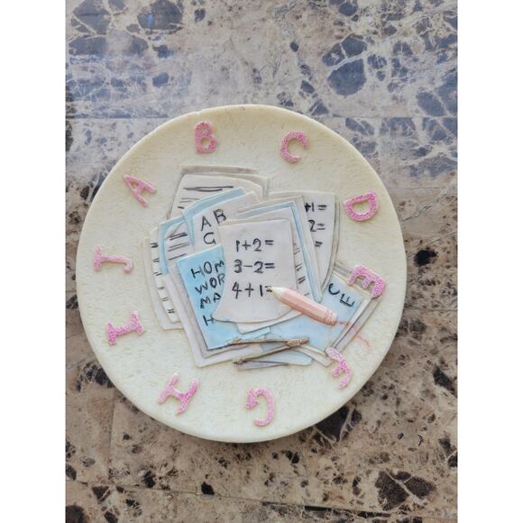 Vintage Popular Imports 3D ABC or School Days Small Plate Dated 1996 - Picture 3 of 4